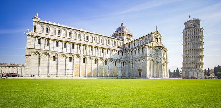 View of Piazza dei Miracoli in  Pisa