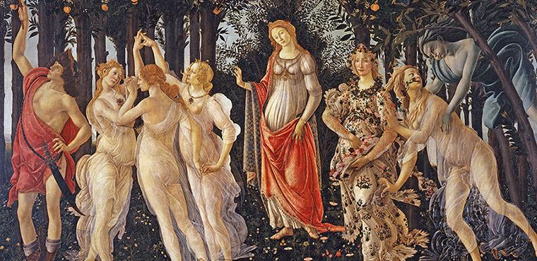 La Primavera of Sandro Botticelli, Uffizi gallery in Florence