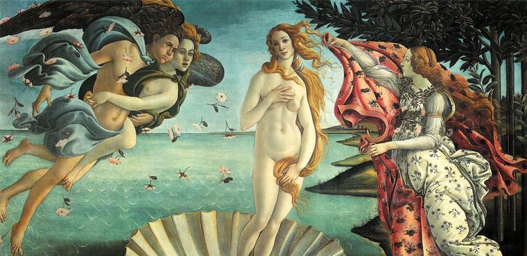 The birth of Venus by Botticelli, Uffizi