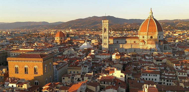 Panoramic view of Florence at sunset