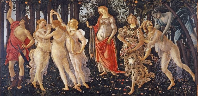 Primavera of Sandro Botticelli, Uffizi gallery in Florence